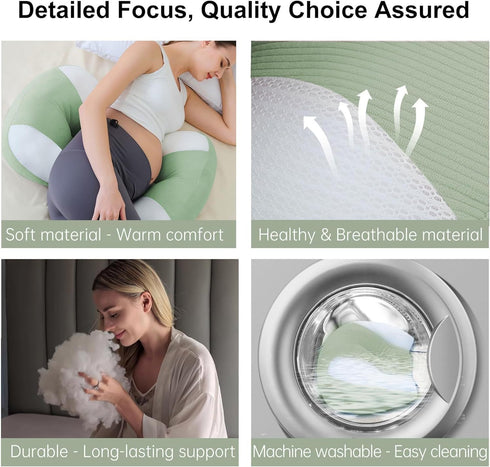 pobopobo Maternity Pillow for Pregnant Women - Pregnancy Pillow for Comfort & Support, Perfect for Side Sleeping, Back