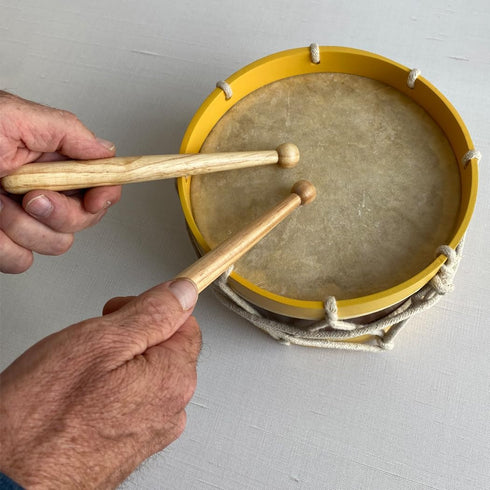 7.5-Inch Antique Reproduction Civil War Wooden Marching Drum with Sticks