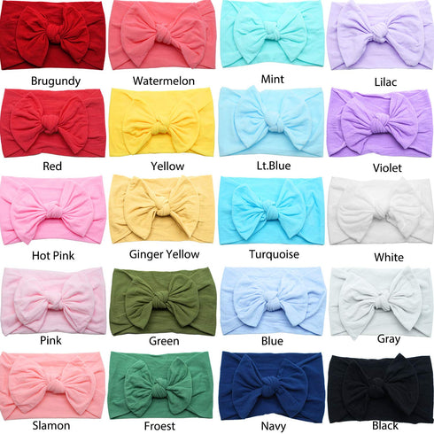CÉLLOT 20 Colors Super Stretchy Soft Knot Baby Girl Headbands with Hair Bows, Nylon Head Wrap for Infants