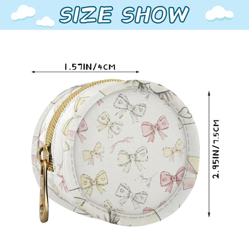 PYBUG Bow Round Pacifier Storage Case, Polyester & TPU Lined with Hook Buckle, Pacifier Container Box for Baby, Fashion