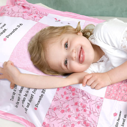 Oudain Christian Baby Blanket with Bible Verses, Flowers Paisley Receiving Baptism Blanket for Newborn Kids, 30 x 40