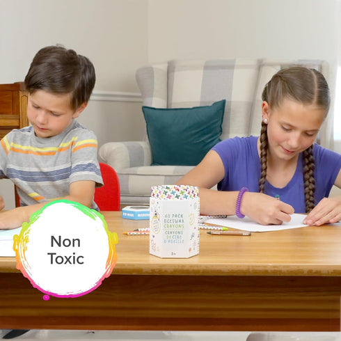 (60 3+) Kid Made Modern Beeswax Crayons for Toddlers & Kids Pieces) - Coloring Non Toxic Crayons with Case & Built