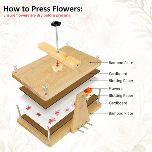 MeRGBWLife 6 11"x7" Large Bamboo Flower Press Kit Layers, Even Pressure Plant Press for Adults, DIY Flower & Leaf