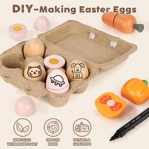Sets 3+ Lehoo Castle Wooden Play Food for Kids Kitchen, Food Toys for Toddlers Year Old, Pretend Food Play Kitchen