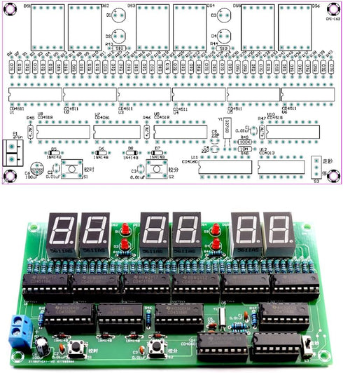 DIY Electronic Clock Kit, 6 Bit Digital Circuit Soldering Kit for Skill Contest Training Materials