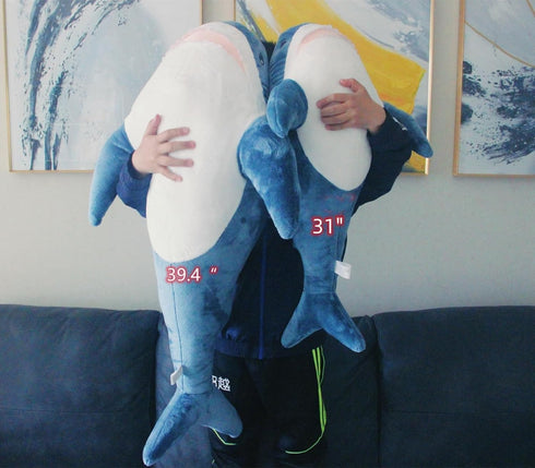31 Inch XL 15% Giant Shark Stuffed Animals,Chubbier Shark Pillow Soft Shark Plush Shark Plushie Stuffed Shark Décor, Perfect Stress Relief Gifts for Kids Women