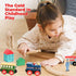 Wooden Train Set 35 Piece All in One Wooden Toy Train Tracks Set with Magnetic Trains and Railway Accessories in Clear