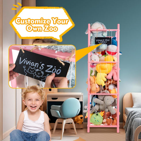 BEINGMATE Care Large Stuffed Animal Storage, Wooden Stuffed Animal Storage Zoo, Toy Holder, Space Saving Toy Zoo