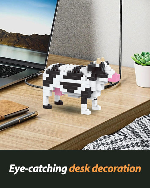 QISHOUTING Cow Mini Building Toy for Kids, Farm Animals Mini Building Blocks & Learning Toy for Girls Boys, Miniature