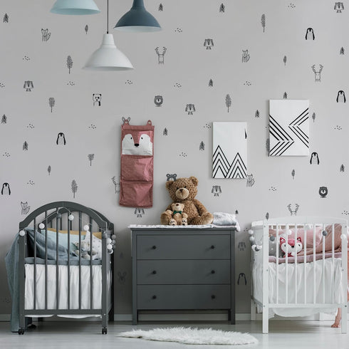 Stylish Animal Wall Stickers - Nursery, Toddler, Kids Jungle Designs, Easy to Apply Baby Wall Stickers