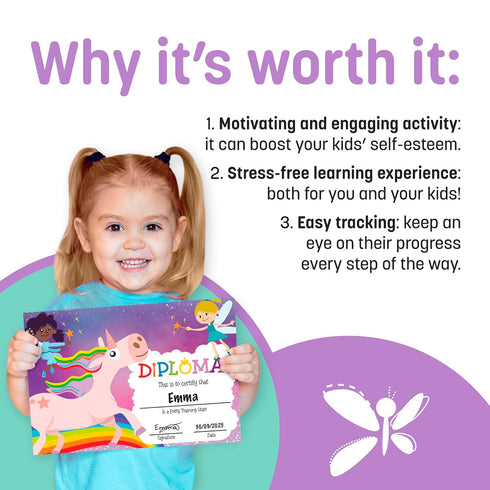 Potty Training Chart for Toddlers Girls, Unicorn Design - 4 Week Sticker Reward Chart with 213 Stickers
