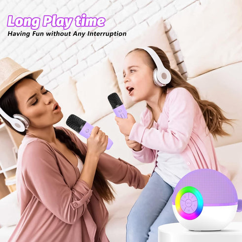 goopow 3 4 5 6 7 8+ (Purple-2MIC) Mini Karaoke Machine Speaker for Kids Adults, Portable Bluetooth Microphone Song Toys
