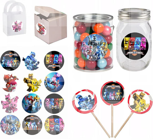 MINI FORCE Stickers - Large 2.5“ Round DIY Party Favor Labels for Gift Bags, Cards, Boxes - 12 pcs, Multi