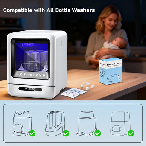 120 Momcozy Pcs Detergent Tablets Compatible with Baby Brezza, Bottle Washer, Washing Block for All Brands Baby Bottle
