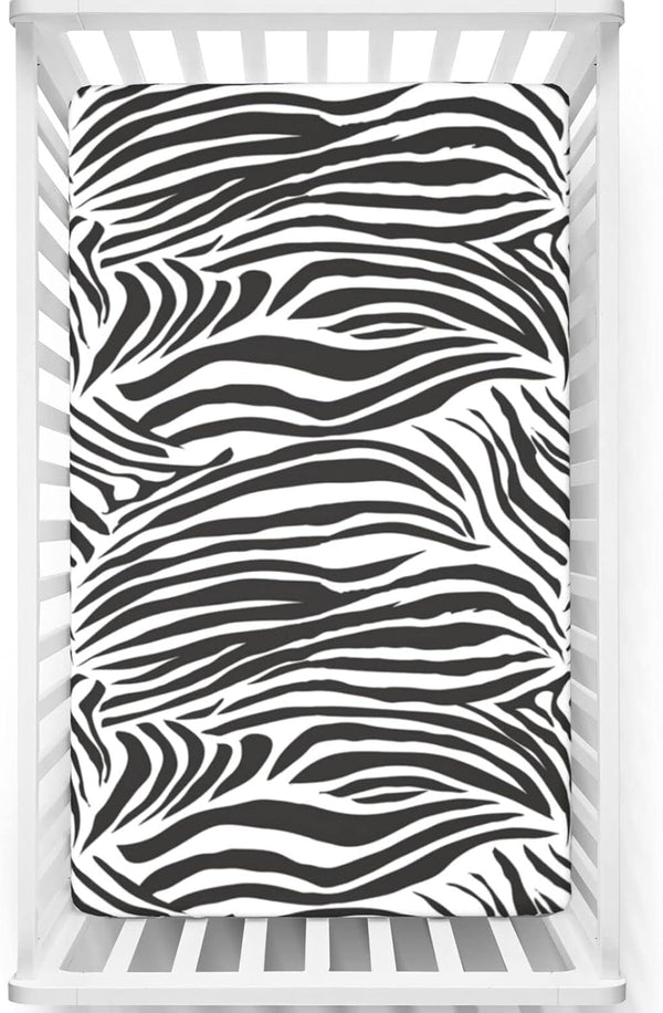 Zebra Print Themed Fitted Crib Sheet,Standard Crib Mattress Fitted Sheet Toddler Bed