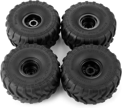 RCHUBAM 1.0" Wheel and Tire Set, 4Pcs 69mm * 33mm Large Sticky Crawler Tires with Wheels for 1/18 TRX4M 1/24 Scale RC