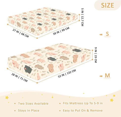 miaozhen 1 Pack 52x28 Cotton Crib Sheets for Baby Boys Girls Soft Breathable Funny Grassland Pig Pink Toddler