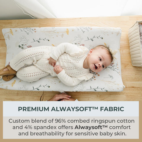 2 Pack Pobibaby - Premium Changing Pad Cover - Ultra-Soft Jersey Knit, Stylish Floral Pattern, Safe and Snug for Baby