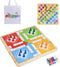 12 Inch Wooden 2-in-1 Ludo & Snakes Board Game, Reversible Travel Set