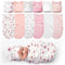 Ramede 6 Pack Preemie Swaddle Blanket with Hats Sleep Swaddle for Baby