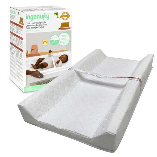 Ingenuity Contoured Changing Pad Includes Waterproof Changing Liner and Safety Fastening Strap