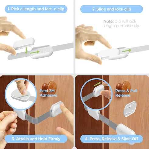 DOMILE (12 pack) Baby Proofing Straps Locks, Child Safety Locks for Cabinet, Drawers, Fridge, Dishwasher, Cupboard