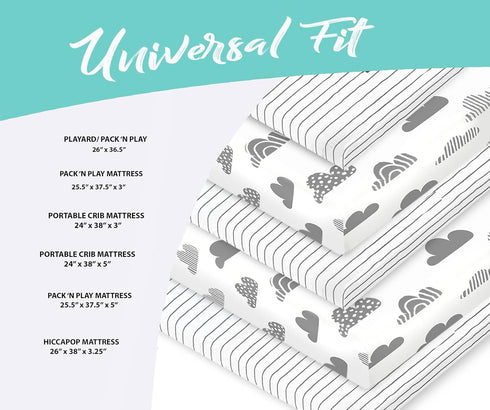 100% Organic Cotton Fitted Sheets for Graco Pack n Play, Babyletto, Pamo Babe, Hiccapop, Dream on Me, Evenflo, Baby