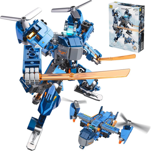 Ubrixmen 2 in 1 Transforming Mech Robot Building Sets, Mecha Robot City Toy