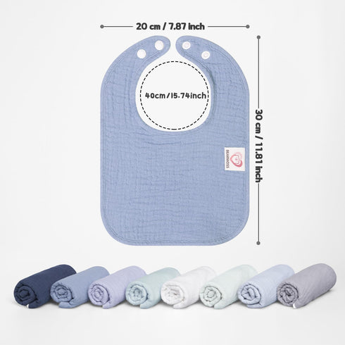 Muslin Baby Drooling Bibs 8 Pack, 100% Cotton Adjustable Bandana Bibs Gift for Teething Baby Girls Boys