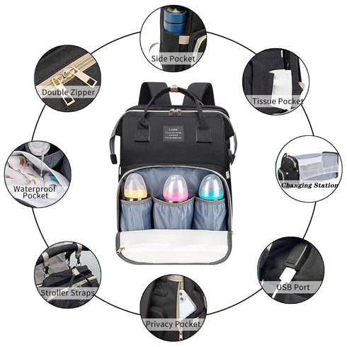 Backpack ANWTOTU Baby Diaper Bags with Changing Station,Waterproof Diaper Bag for Moms Dads with USB Charging