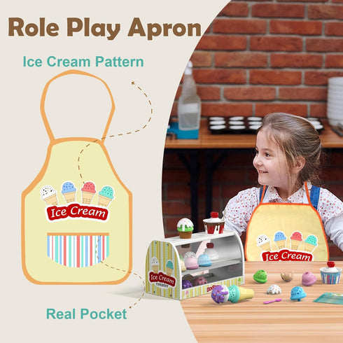 Set 2 3 4 Counter 2-4 3-5 Ice Cream Play for Kids - Gifts for Year Old Girls, Ice Cream Toy Shop Pretend Play Food