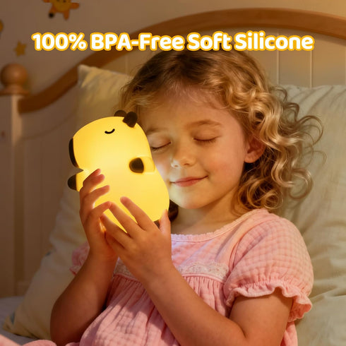 3-Level Dimming, Mewaii Snoring Sound Capybara Night Light for Kids -Silicone Breathing Capybara Gifts Lamp with Cute
