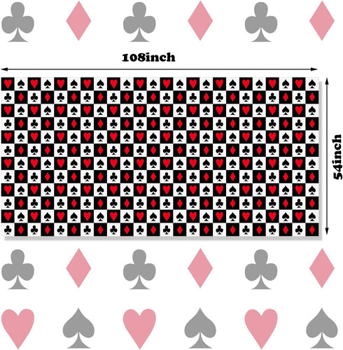 2 Pieces Poker Tablecloth | Casino Theme Party Decorations | Las Vegas Table Cover, 54 x 108 Inch