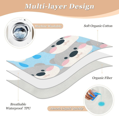 siphylline 52" 34" Cartoon Cute Beer Grey Extra Large Resuable Bed Underpads Water Resistant Diaper Changing Pad