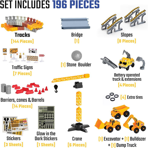 Bulldozer, 3 4 5 6 7 8 JITTERYGIT Construction Race Track Site Toy - Including Sandbox Vehicles, Trucks, Excavator
