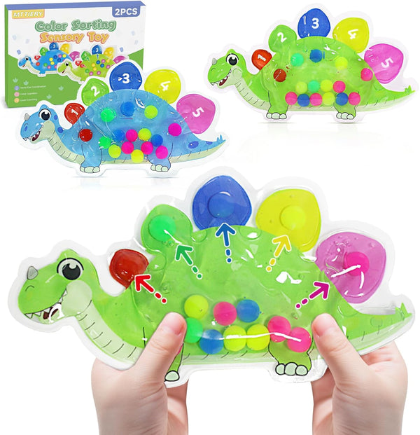 2pcs Dinosaur Color Sorting Sensory Toys, Fine Motor Skills for Toddler 3-5,