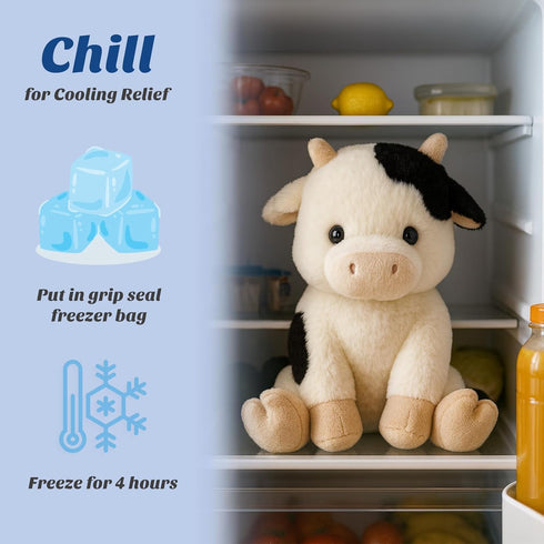&Boys,12.5inch Easfan Microwavable & Weighted Stuffed Animals Cow Heating Plushie for Warmth-Comfort Cute Soft Plush
