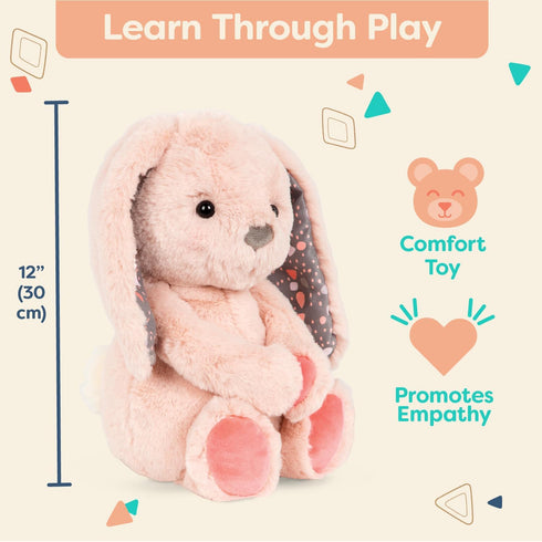 B. toys B. softies 12" Pink Plush Bunny, Huggable Stuffed Animal Toy for Newborns & Toddlers