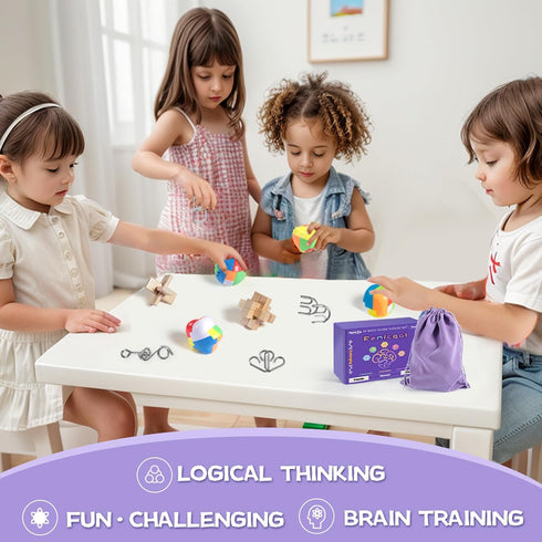 Brain Teaser Puzzles for Adults and Kids - 10Pcs Puzzle Games Set, 3D Wooden Plastic Metal Unlock Interlock Educational
