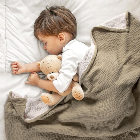 4-Layer 47"x47"(Olive) lulumoon Muslin Baby Blanket Neutral: Soft Cotton Toddler Blanket for Daycare - Reversible
