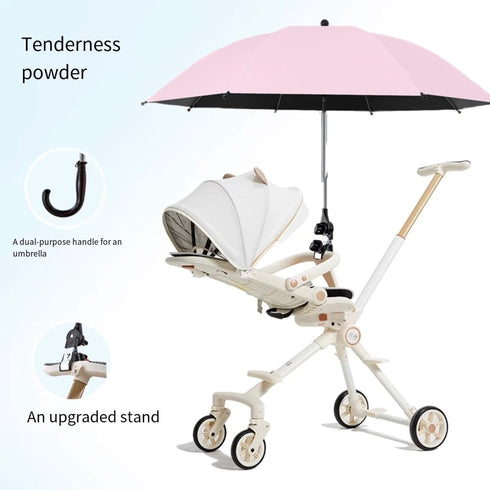 cajuca Creative Universal Stroller Umbrella with Parasol - Sun Protection for Baby, Pet Carrier, Avoid Sun or Rain