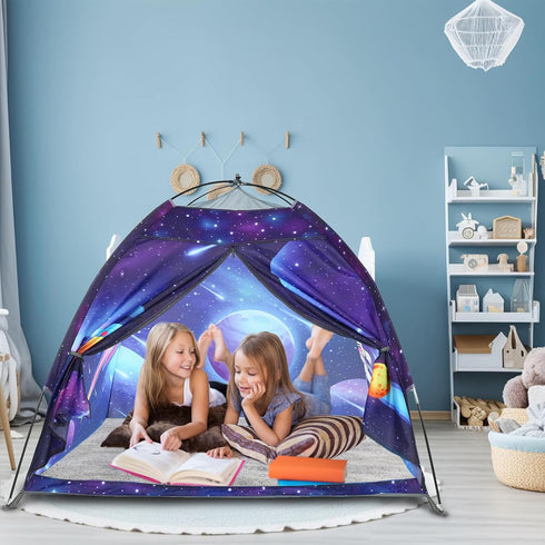 Space World Kids Play Tent - Foldable Pop Up Spaceship Tent for Indoor Outdoor Play, 47 * 47 * 41, Purple Blue