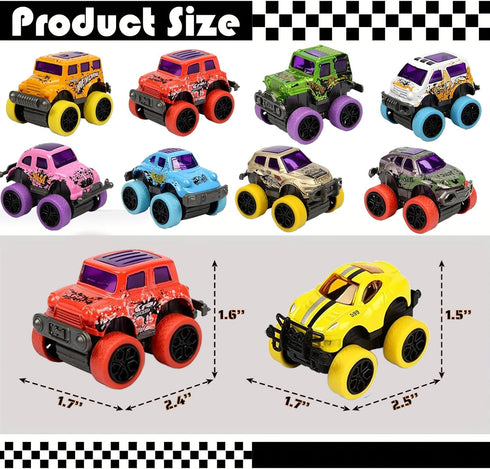 16Pcs SUNPROUND Mini Monster Truck Toys,Pull Back Alloy Trucks Party Favors, Die-cast Race Cars for Boys Girls Easter