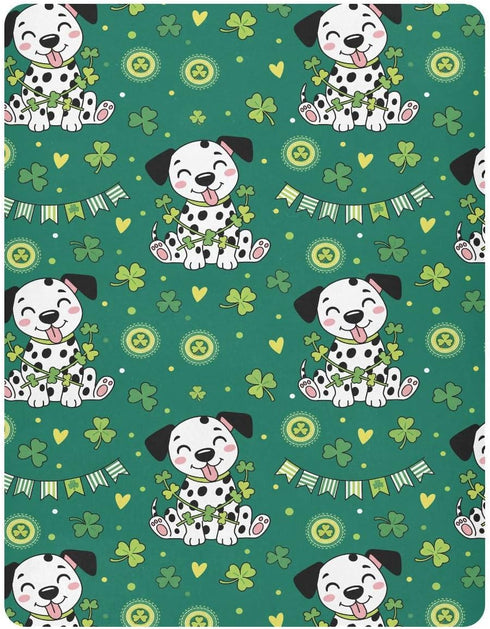 KEIGE A23011183 St. Patrick's Day Dog Shamrock Fitted Crib Sheet for Girls and Boys,Soft Breathable Microfiber Baby