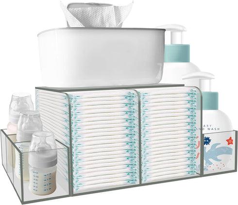 GILPWA Diaper Caddy, Baby Changing Table Organizer, Detachable Clear Acrylic Diaper Storage