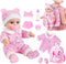 BDDOLL 12" Baby Doll in Gift Box with Pink Backpack, Cloths, Feeding Bottle