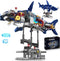 Mechanical Shark Building Set with Lights, Rotatable Link Components & Display Stand,