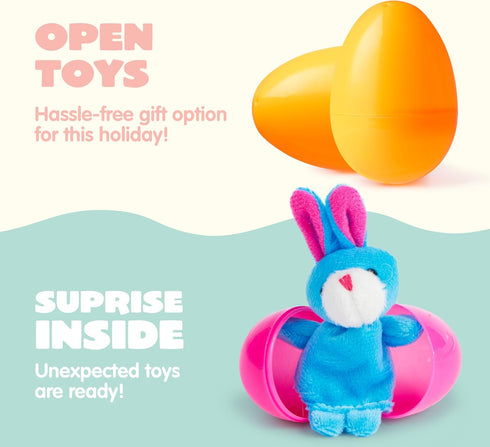 24 JOYIN Pcs Easter Eggs Filled with Finger Puppets, Prefilled Egg with Cartoon Animal Puppets for Kids Easter Hunt