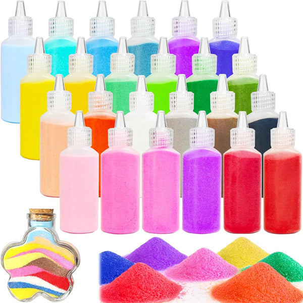 Panxxsen 24PCS Colored Art Sand Kit, 1.25oz Bottles DIY Craft Set for Adults,