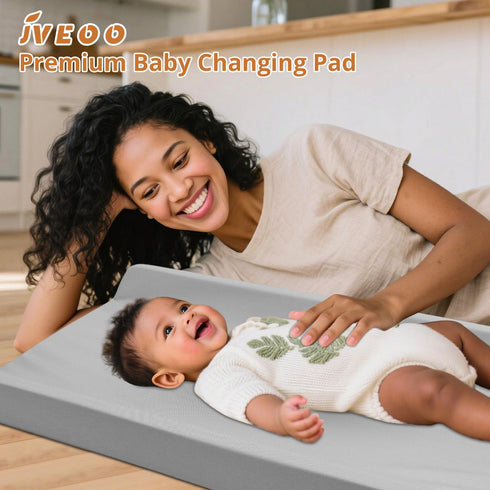 32" 16.6" Vegan Leather Baby Changing Pad, Waterproof & Wipeable Soft Diaper Changing Mat x Comfortable Infant Changing